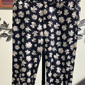 Old Navy Navy Blue Daisy Print Ankle  Pants Size 4 #DP304